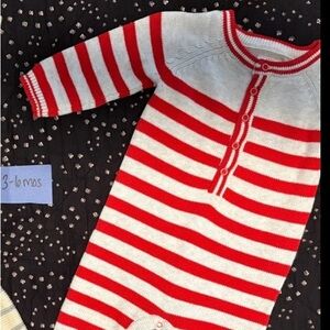Striped Red Baby One Piece